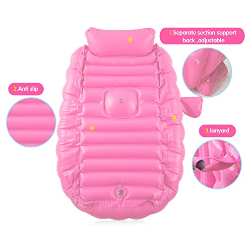 Inflatable Baby Bathtub With Air Pump, Portable Toddler Bathtub Baby Bath Tub Non Slip Travel Bathtub Mini Air Swimming Pool Kids Thick Foldable Shower Basin, Pink #TOP3