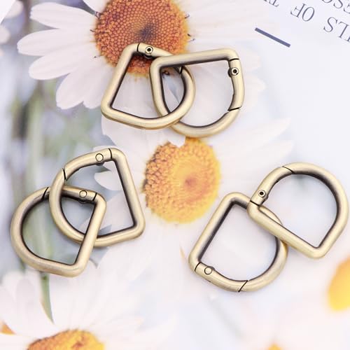 10pcs Metal D Ring Spring Key Hooks Keyring Clip for Keychain Buckle, Backpacks Handbag Purse Hardware, DIY Crafts (Brass, 0.59'') by LEBATSION - Image 6