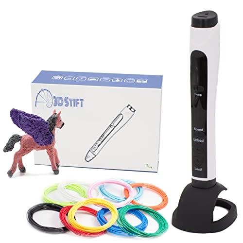 KreativKids Stylo 3D qualité supérieure avec écran OLED - Stylos 3D avec filament PLA - Stylo d'impression 3D avec modèles/pochoirs pour enfants et adultes. Filament PLA - 10 couleurs x 3 m -1,75 mm Cover