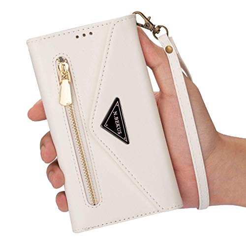 Phezen Crossbody Phone Case For Iphone 11, Iphone 11 Wallet Case With Credit Card Holder Case With Crossbody Strap Handbag Purse Zipper Flip Case Protective Cover For Iphone 11 White #TOP2