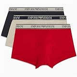 Emporio Armani Stretch Cotton Core Logoband 3-Pack Trunk, Boxer Uomo, Multicolore (Nude-Marine-Red), M