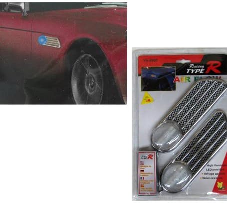 Universal Fit Fender Side Grill Air Vent Embedded Blue LED Side Marker Lamp - Mini Cooper Style