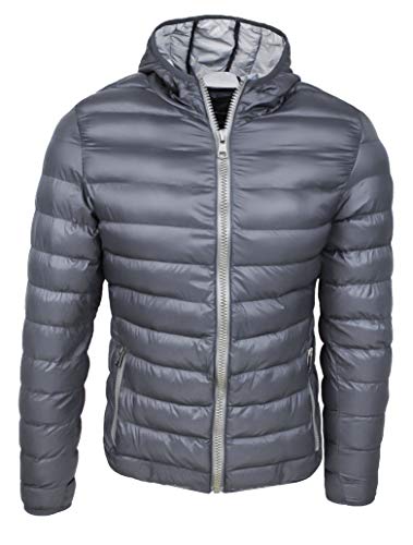 Veste doudoune homme Evoga gris coupe slim fit ajustée hiver casual