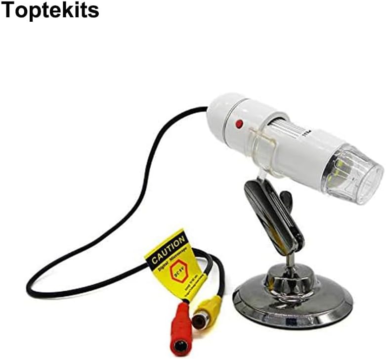 Toptekits 25x - 400x 2.0m Pixel Digital Microscope with LED Light and RCA Video Output for TV/Television