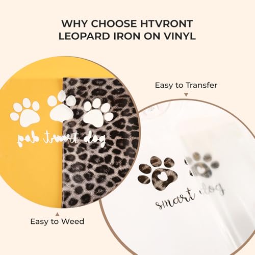 Image of HTVRONT Leopard Heat Transfer Vinyl, 12in x 8ft Leopard Printed Iron on Vinyl for T-Shirts and Christmas Decorations, Patterned HTV Compatible with Cricut & Silhouette Cameo