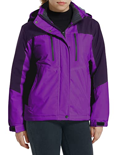 Zshow Girls' Waterproof Snowboard Jacket Warm Hooded Fleece Lined Winter Coat(Purple,8) #TOP2