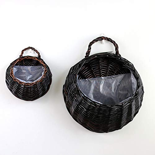 CLISPEED Handed 2 PCS Handmade Tecido Pendurado Cesta De Vime Cesta De Armazenamento Cesta de Suspen