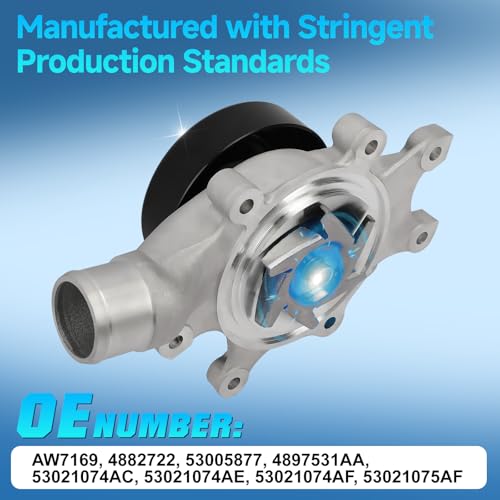 AW7169 4882722 Engine Water Pump with Gasket Fit for Dodge Ram 2500 Ram 3500 1994-2003 V10 8.0L, Replace OE 53005877, 4897531AA, 53021074AC, 53021074AE, 53021074AF, 53021075AF by Orceed - Used condition - Image 3