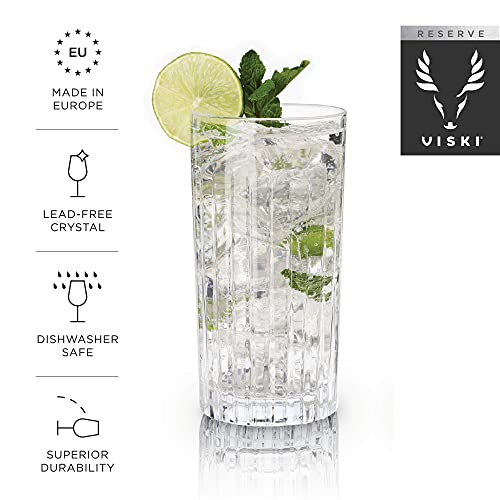 Viski Crystal Highball Glasses - European Crafted Collins Glasses Set Of 4-14Oz Cocktail Glass For Wedding Or Anniversary And Special Occasions Gift Ideas #TOP1