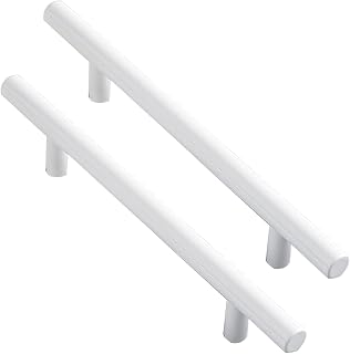 EUXHTYWP Manijas for puertas de armario, 2 piezas en forma de T, de aleación de aluminio, for cajones, baños y tocador.(Bright White,Hole distance352mm)