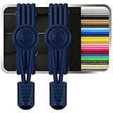 [RJ-Sport] 靴ひも-ゴム製結ばない靴紐 スニーカー 伸びる靴紐 ほどけない 簡単取り付け 靴紐が解けてイライラを解消 脱ぎ履きが楽々 子供から高齢者までも対応 (ネイビーブルー)