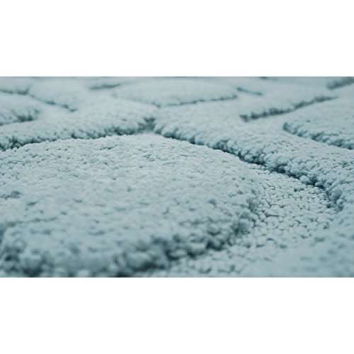 Jean Pierre Mia Textured Bath Mat 2-Piece Set, 17" X 24" / 21" X 34", Aqua #TOP1