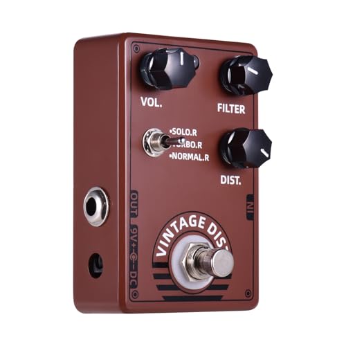 Aumotop Dolamo D-11 Vintage Distortion Guitar Pedal Filter Controls for Electric Guitarists Coffee Alloy Materials, Turbo, Normal Settings