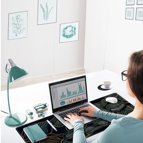 ARTSO Desk Mat Set, Large Gaming Mouse Pad Wrist Support, Keyboard Wrist Rest Ergonomic Desk Pad with Coaster Combo, Extended Mousepad with Non-Slip, Art Tropical Leaves by ARTSO - Image 5