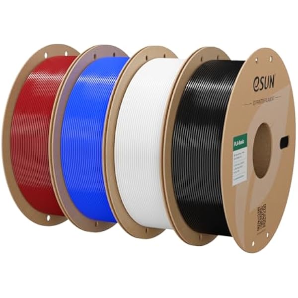 eSUN PLA Basic Filament 1.75mm do drukarki 3D 4x1kg Czarny | Dokładność wymiarowa +/- 0,03 mm. Płynne i szybkie drukowanie bez zapychania. Materiał premium dla drukarek 3D FDM.
