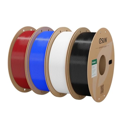 eSUN PLA Basic Filament 1.75mm, 3D Printer Filament High Speed PLA for Fast Printing, 1KG Spool, 4 Spools 3D Printer Filament, Fire Engine Red + Blue + Cold White + Black