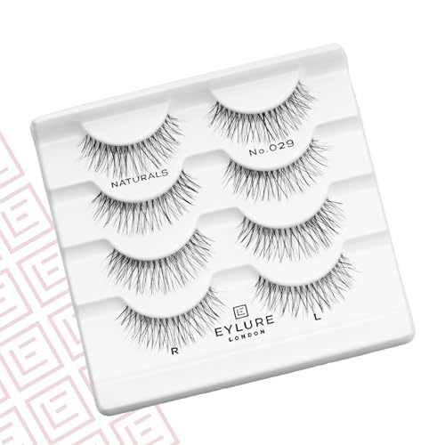 Eylure Naturals False Lashes - No. 029, 4 Pairs Bonus Pack | Glue Included | 5 Wears