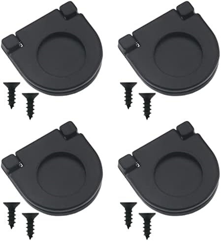 CHENJIN Flush Ring Pull 4Pcs Black Modern Flush Ring Pull Hidden Recessed Door Drawer Handles for Cabinet Cupboard Drawer Dresser Pull Ring Knob