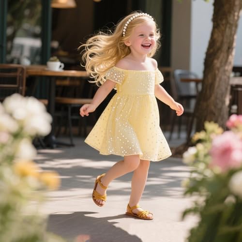 Image of THEE BRON Toddler Girls Sandals Wedding Flower Girl Dress Shoes Open Toe Flats
