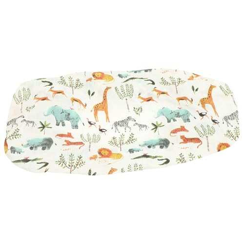 JEWEDECO Funda para Cambiador de Ñiño Desmontable de Algodón, Sábana Lavable Estampado de Animales del Bosque, Compatible Mayoría de Cambiadores, Protector Transpirable para Cuidado