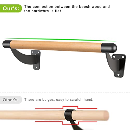 Seleware Wall Mount Traditional Ballet Barre System Wood Ballet Bar Heavy Duty Danch Bar For Home Barre Movements Body Stretch, Practice Your Foot Positions 1.5 Inch Dia 3-10Ft Long #TOP2