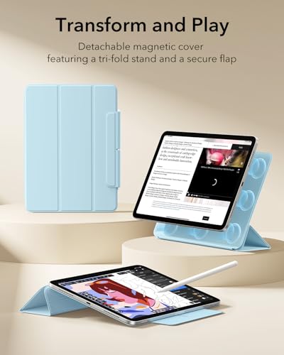 Image of ESR for iPad Air 11 Inch Case M4 /M3 /M2 (2026 /2025 /2024), iPad Air 5th /4th Gen (2022 /2020), Powerful Magnetic Attachment, Slim Trifold Stand Case, Auto Wake /Sleep, Durable Protection, Sky Blue