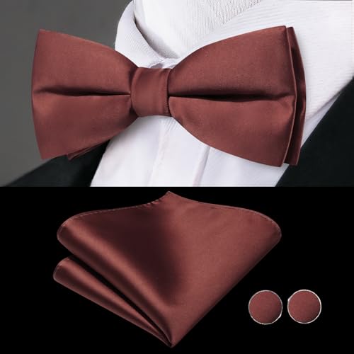 Image of Dubulle Mens Cummerbund and Bow Tie Set Paisley Floral Pretied Bowties for Men Pocket Square Cufflinks Wedding Business
