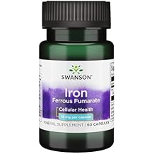 Swanson Iron Ferrous Fumarate - Mineral Supplement Promoting Energy Support - High-Concentration Formula Assists in Oxygen Delivery & Fatty Acid Metabolism - 60 Capsules, 18mg Each 1 Pack