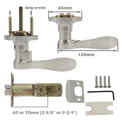 Gobrico Wave Style Euro Lever Handle Passage Door Lock Hall And Closet Leverset Lockset,Satin Nickel Finish,Keyless Non Locking,1Pack #TOP6