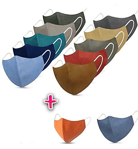 SEAS WORTH Pure Cotton Mask for Women / Men Pack of 10 with 2 free, Skin Friendly & Washable Fabric, Light Weight & Comfortable Adjustable Masks for Adult, Mask ( Multicolour & buy 10 get 2 free )