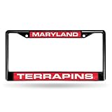 Rico Industries NCAA Maryland Terrapins Black Black Laser Cut Chrome Frame 12" x 6" 12" x 6" Black Laser Cut Chrome Frame - Car/Truck/SUV Automobile Accessory