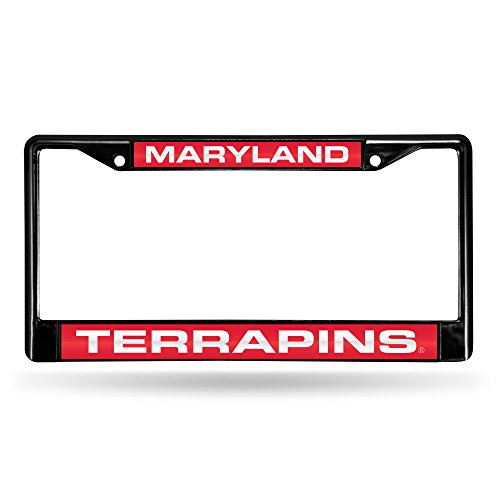 Rico Industries NCAA Maryland Terrapins Black Black Laser Cut Chrome Frame 12" x 6" 12" x 6" Black Laser Cut Chrome Frame - Car/Truck/SUV Automobile Accessory