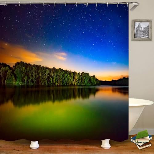 Store douche sans percage pour salle de bain ambiance chalet bois - 3