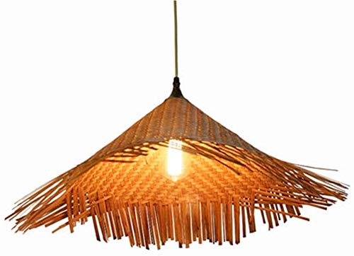 Chandelier industriel vintage suspension osier plafonnier design tissage rotin E27 îlot