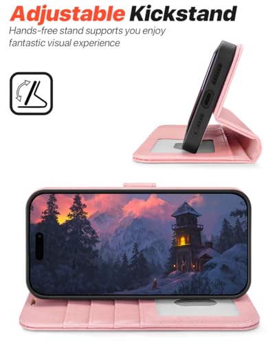 Coque pour iPhone 16 Pro Max Housse Cuir Premium Protection Integrale Rose
