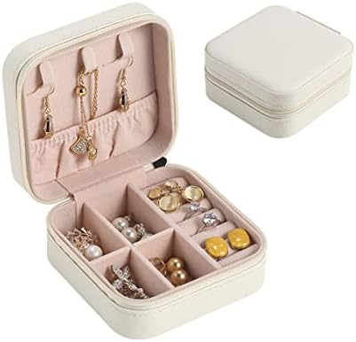 MYKOMI PU Leather Small Jewelry Box Necklace Ring Storage Organizer Mini Jewelry case Double Layer Travel Jewelry Organizer for Women Girls Gift (Black)