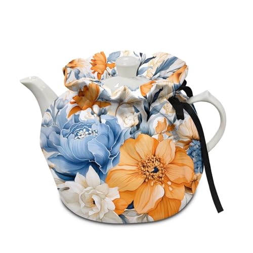 Flashideas Floral Tea Pot Cover Insulation and Keep Warm Teapot Cozies Durable Kettle Protective Portable Easy to Clean Dust Covers for Hotel Restaurant Tea Party