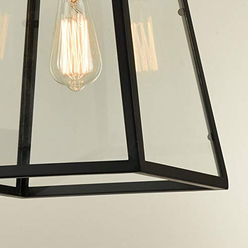 Chandelier industriel E27 plafonnier retro noir verre rectangle - 8