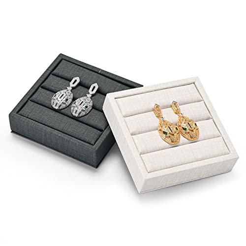 Boîte à Bijoux Empilable 4 étages – Organisateur Avec Couvercle – Gris – Pour Boucles D'oreilles, Colliers, Bagues