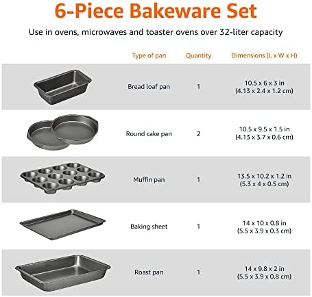 Amazon Basics 6-Piece Nonstick Bakeware Set