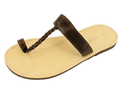 Ciffre Herren Vintage Echt Leder Sandale Jesus Riemchen braun beige Handarbeit Made in Kreta 44