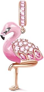 GNOCE Flamingo Charms Earrings Sterling Silver Fiery Passion Dangle Charms Earrings Fit Bracelet/Necklace Jewelry Gift for Women Girls