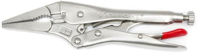 Crescent Long-Nose Locking Pliers with Wire Cutter - Premium Cutting Pliers with Angled Tooth Pattern & Compound Action - Nickel-Plated for Corrosion Resistance - C9NVN-08-9", Red