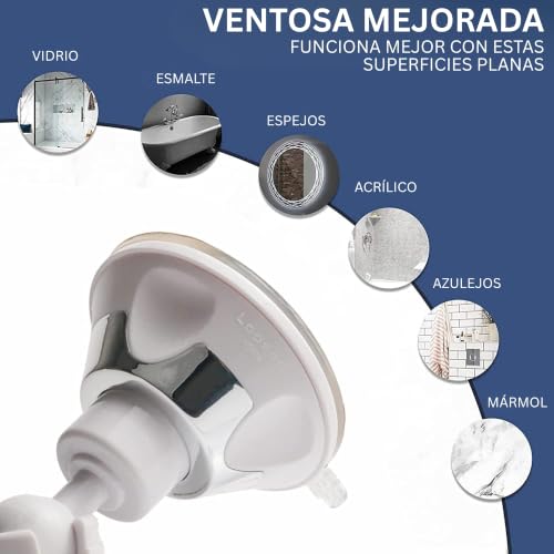 Miniatura 4 de Mirrorvana Espejo Pequeño Antivaho Para Ducha, Espejo De Pared Inastillable Con Ventosa Fuerte De 360 - 17 Cm De Diámetro Redondo