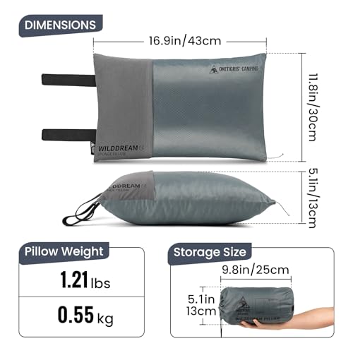 ONETIGRIS Wilddream Camping Pillow, Shredded Small Memory Foam Pillow, Compact, Easy Clean, Comfortable for Backpacking, Travel, and Car Trips, 4 Season Use by ONETIGRIS - Image 3