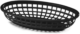 6X Fast Food Polypropylene Classic Oval Baskets, Black, 24x15x5cm, Burger, Chips, Hotdogs