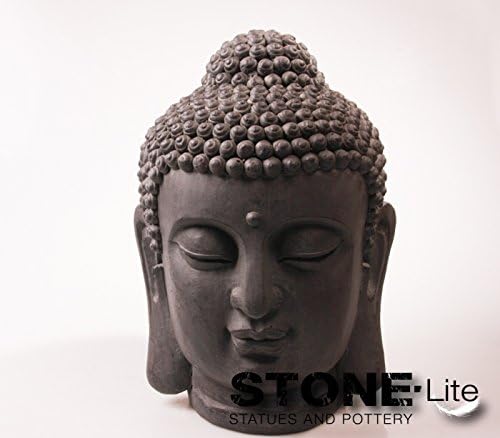 XXL Stone Buddha Head Sculpture Garden Decoration, Height 42 cm