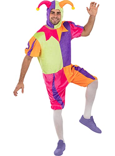 Funidelia | Disfraz de bufón para hombre Payaso, Circo, Original y Divertido, Medieval - Disfraz para adultos y divertidos accesorios para Fiestas, Carnaval y Halloween - Talla XL - Gris/Plateado