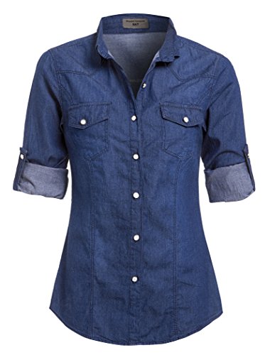 Image of SS7 New Women's Denim Shirt, Size 6-14 (UK - 14, Indigo)