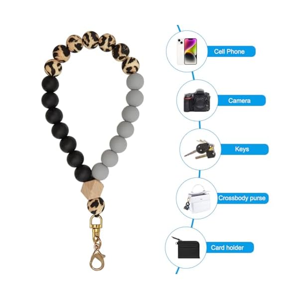 Silicone Beaded Phone Wrist Strap + 2 Pcs Patches, Cellphone Lanyard with Tether Tab - Image 5